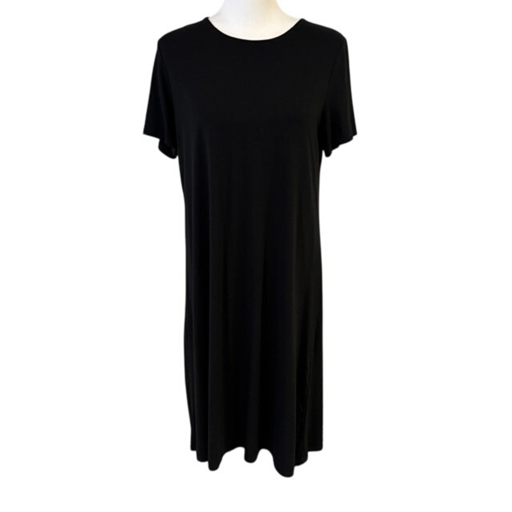 J.Jill Wearever Dress Black Short Sleeve Back Pleat Women S Tall Excellent